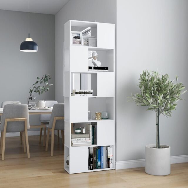 Berkfield Home Book Cabinet Room Divider White 60x24x186 cm - Size: 60 x 24 x 186 cm - image 1