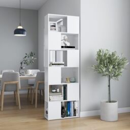 Berkfield Home Book Cabinet Room Divider White 60x24x186 cm - Size: 60 x 24 x 186 cm - thumbnail 1
