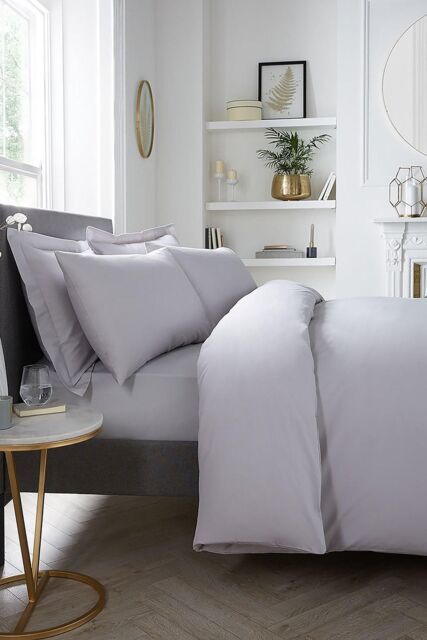 Serene 'Plain Dyed' Soft Touch 32cm Fitted Bed Sheet in Silver - Size: Super King - image 1