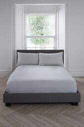 Serene 'Plain Dyed' Soft Touch 32cm Fitted Bed Sheet in Silver - Size: Super King - thumbnail 3