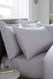 Serene 'Plain Dyed' Soft Touch 32cm Fitted Bed Sheet in Silver - Size: Super King - thumbnail 4