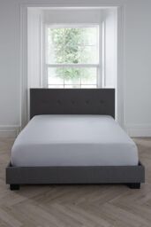 Serene 'Plain Dyed' Soft Touch 32cm Fitted Bed Sheet in Silver - Size: Super King - thumbnail 2