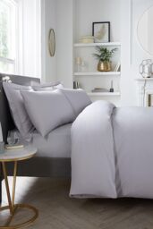 Serene 'Plain Dyed' Soft Touch 32cm Fitted Bed Sheet in Silver - Size: Super King - thumbnail 1