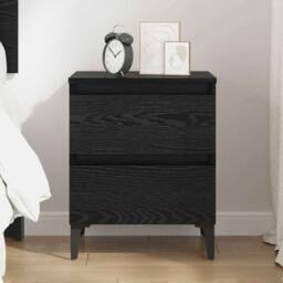 Berkfield Home Modern Bed Cabinet Black Oak 40x35x50 cm Engineered Wood - Size: 40 x 35 x 50 cm - thumbnail 4