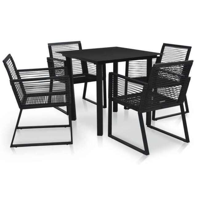 Berkfield Home 5 Piece Outdoor Dining Set PVC Rattan Black - image 1
