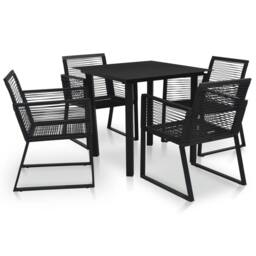 Berkfield Home 5 Piece Outdoor Dining Set PVC Rattan Black - thumbnail 1