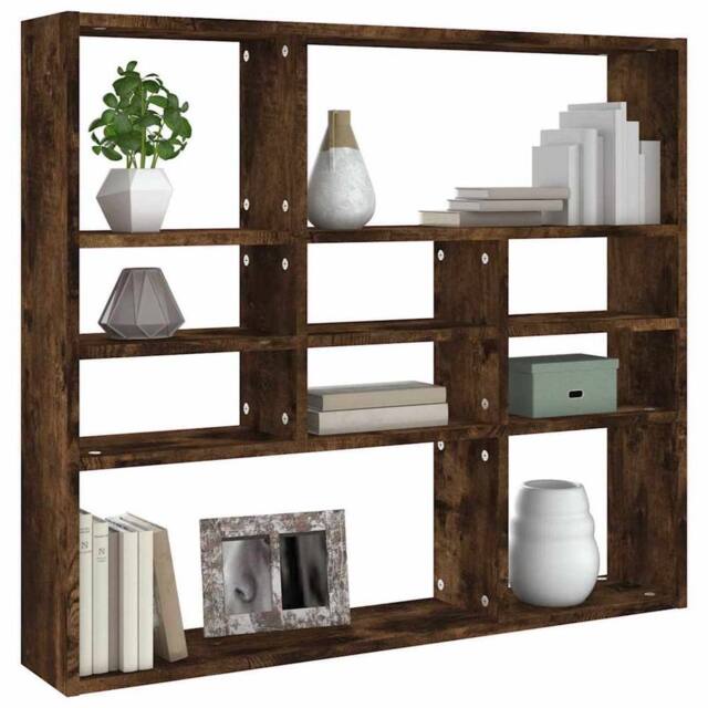Berkfield Home Wall Shelf Smoked Oak 90x16x78 cm Engineered Wood in Brown - Size: 90 x 16 x 78 cm - image 1