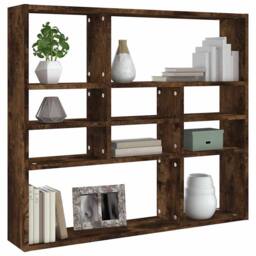 Berkfield Home Wall Shelf Smoked Oak 90x16x78 cm Engineered Wood in Brown - Size: 90 x 16 x 78 cm
