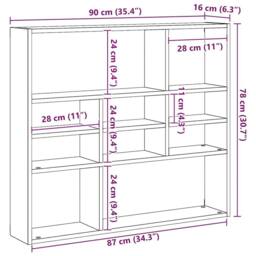 Berkfield Home Wall Shelf Smoked Oak 90x16x78 cm Engineered Wood in Brown - Size: 90 x 16 x 78 cm - thumbnail 7