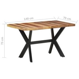 Berkfield Home Dining Table 140x70x75 cm Solid Wood with Honey Finish in Brown - Size: 140 x 70 x 75 cm - thumbnail 6
