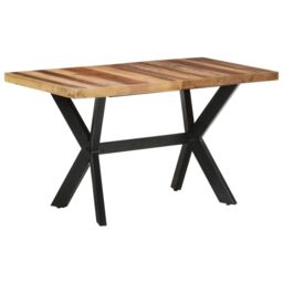 Berkfield Home Dining Table 140x70x75 cm Solid Wood with Honey Finish in Brown - Size: 140 x 70 x 75 cm - thumbnail 1