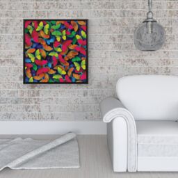 Warren Reed - Designer Rainbow Butterflies Framed Canvas in Black - Size: w10 inch x h10 inch - thumbnail 2