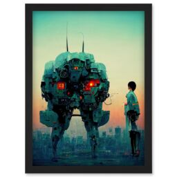 Artery8 Mecha Japan Illustration Sci-Fi Anime Artwork Framed Wall Art Print A4 in Black - thumbnail 1