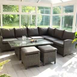 Royalcraft Paris 7pc Deluxe Modular Corner Dining Set in Grey