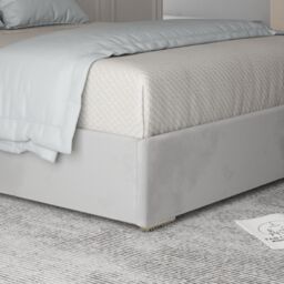 Casani Arabella Upholstered Soft Velvet Metal Bed Frame in Grey - Size: Small Double - thumbnail 3