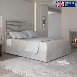 Casani Arabella Upholstered Soft Velvet Metal Bed Frame in Grey - Size: Small Double - thumbnail 5