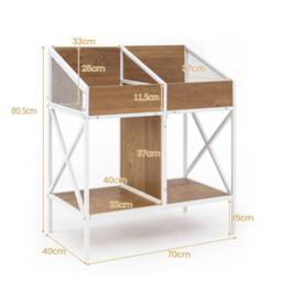 Costway 4-Grid Vinyl Record Storage Rack 2-Tier Display Metal Frame in Natural - thumbnail 2