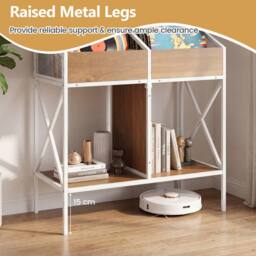 Costway 4-Grid Vinyl Record Storage Rack 2-Tier Display Metal Frame in Natural - thumbnail 9