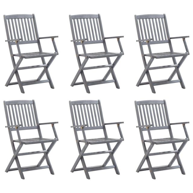 Berkfield Home Folding Outdoor Chairs 6 pcs Solid Acacia Wood in Grey - image 1