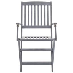 Berkfield Home Folding Outdoor Chairs 6 pcs Solid Acacia Wood in Grey - thumbnail 3