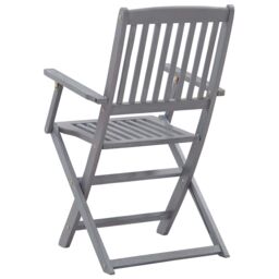 Berkfield Home Folding Outdoor Chairs 6 pcs Solid Acacia Wood in Grey - thumbnail 5