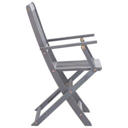 Berkfield Home Folding Outdoor Chairs 6 pcs Solid Acacia Wood in Grey - thumbnail 4