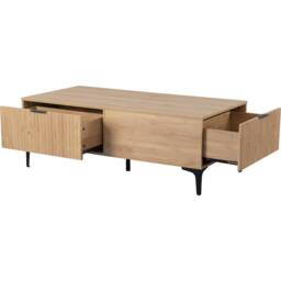 Seconique Miami 2 Drawer Coffee Table - Oak Effect / Black in Light Oak - thumbnail 4