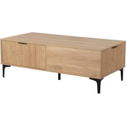 Seconique Miami 2 Drawer Coffee Table - Oak Effect / Black in Light Oak - thumbnail 3