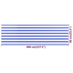 Berkfield Home Balcony Screen Blue & White 90x400 cm HDPE - thumbnail 5