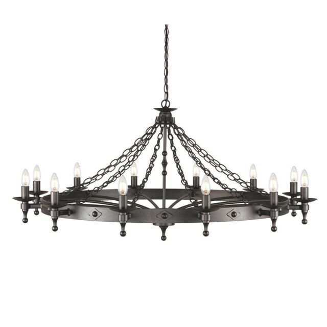 Loops 12 Bulb Chandelier 2 Tier Hand Crafted Graphite Finish Black LED E14 60W