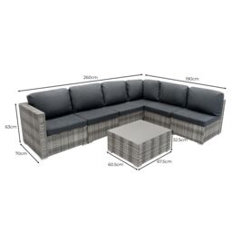 Monstershop Rattan Modular 7 Piece Furniture Set - Grey - thumbnail 6
