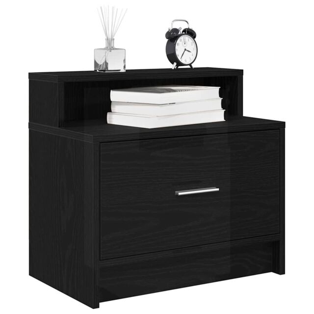 Berkfield Home Bedside Cabinets with Drawer 2 pcs Black Oak 51x31x47 cm - Size: 51 x 31 x 47 cm - image 1