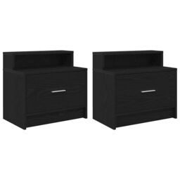 Berkfield Home Bedside Cabinets with Drawer 2 pcs Black Oak 51x31x47 cm - Size: 51 x 31 x 47 cm - thumbnail 2