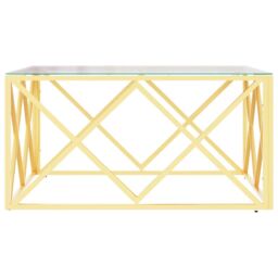 Berkfield Home Coffee Table 80x80x40 cm Stainless Steel & Glass in Gold - Size: 80 x 80 x 40 cm - thumbnail 4