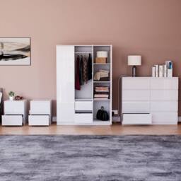 HD Designs Vida Designs Glinton 4 Piece Bedroom Set (2 Drawer Bedside Chest x2 in White - thumbnail 3