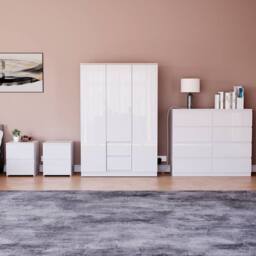HD Designs Vida Designs Glinton 4 Piece Bedroom Set (2 Drawer Bedside Chest x2 in White - thumbnail 1