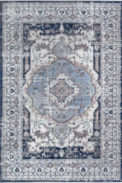 THE RUGS Montana Medallion Navy & Cream Living Room Area Rug 4040 - Size: 200 cm x 290 cm - image 1