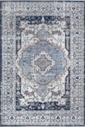 THE RUGS Montana Medallion Navy & Cream Living Room Area Rug 4040 - Size: 200 cm x 290 cm - thumbnail 1
