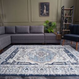 THE RUGS Montana Medallion Navy & Cream Living Room Area Rug 4040 - Size: 200 cm x 290 cm - thumbnail 8