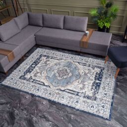 THE RUGS Montana Medallion Navy & Cream Living Room Area Rug 4040 - Size: 200 cm x 290 cm - thumbnail 2
