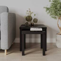 Havendro Black Nesting Tables Set of 2 Square Wooden - thumbnail 3