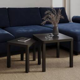 Havendro Black Nesting Tables Set of 2 Square Wooden