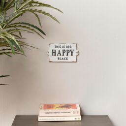 Melody Maison Rustic White Metal 'Happy Place' Wall Sign - thumbnail 6