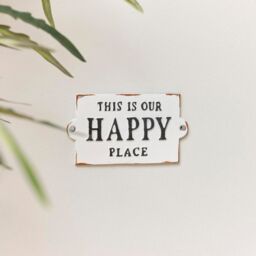 Melody Maison Rustic White Metal 'Happy Place' Wall Sign - thumbnail 4