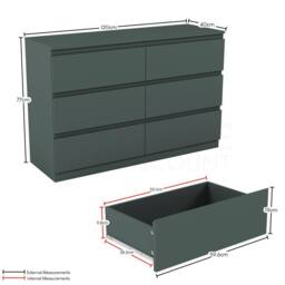 HD Designs Denver 6 Drawer Chest of Drawers Storage in Green - thumbnail 2