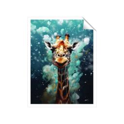 "Warren Reed - Designer Splashart Giraffe Face Unframed Art Print - Size: W24"" x H36""" - thumbnail 1
