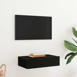 Berkfield Home TV Cabinet with LED Lights Black Oak 60x35x15.5 cm - thumbnail 4
