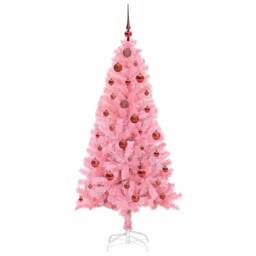 Berkfield Home Christmas Tree with 150 LEDs with Stand Pink 150 cm PVC - thumbnail 4