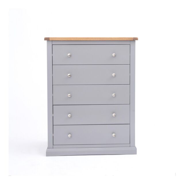 Cabinet Bits Rocca 5 Drawer Chest of Drawers Chrome Knob in Grey - image 1