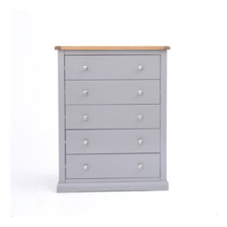 Cabinet Bits Rocca 5 Drawer Chest of Drawers Chrome Knob in Grey - thumbnail 1